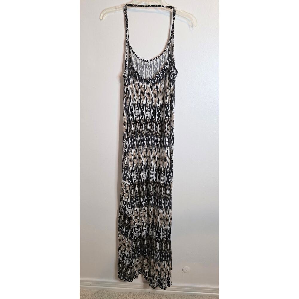 Loscana Maxi Sun Dress Women's Size 12 Black White Tan 100% Turkish Viscosa
